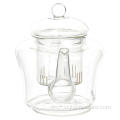 Bộ ấm trà hoa thủy tinh Mouthblown Pyrex